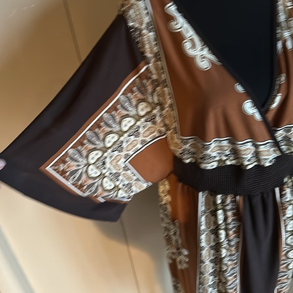 Chic Brown Boho Patterned Dress - Picture 3 of 6